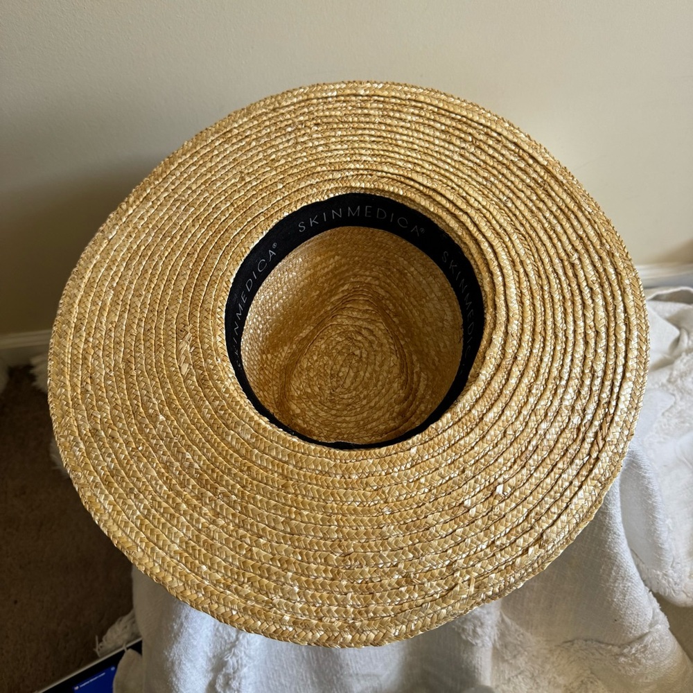 SkinMedica Hat Straw Fedora Wide Brim Big Head Friendly - Picture 8 of 9